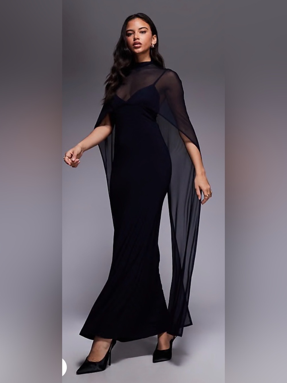 ASOS Navy Cape Maxi Dress